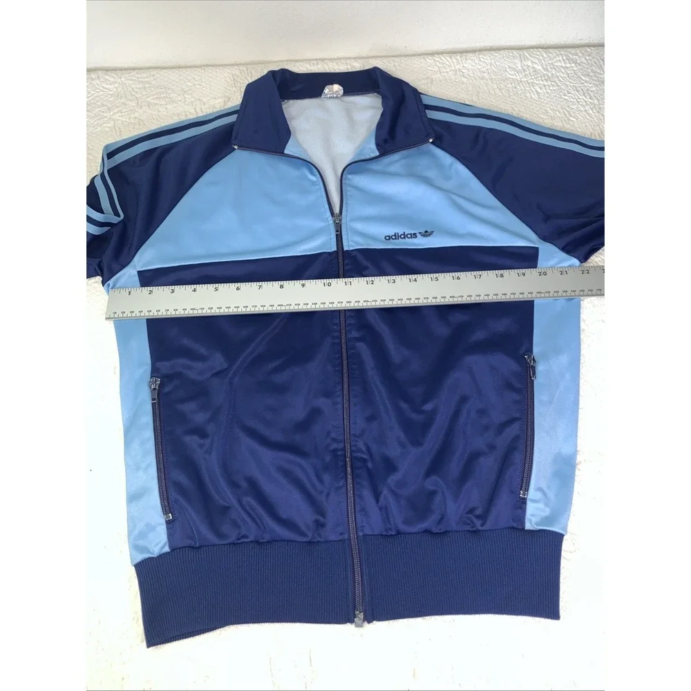 VTG 70s-80s Adidas Zip Up Track Jacket‎ West German Blue Sz 52 (L) 3 Stripe